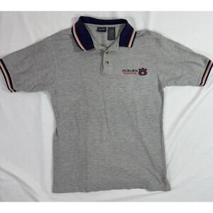 Vintage Auburn Tigers Polo Shirt Adult Medium Gray College Sports Embroider‎ Y2K